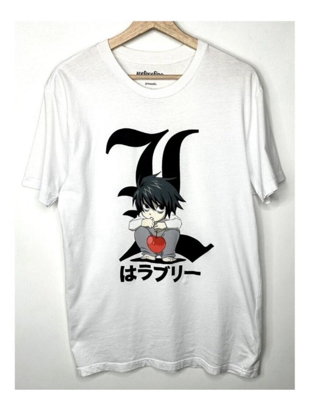 WeLoveFine Death Note Graphic T Shirt Mens L White Anime L Lawliet Shonen Jump